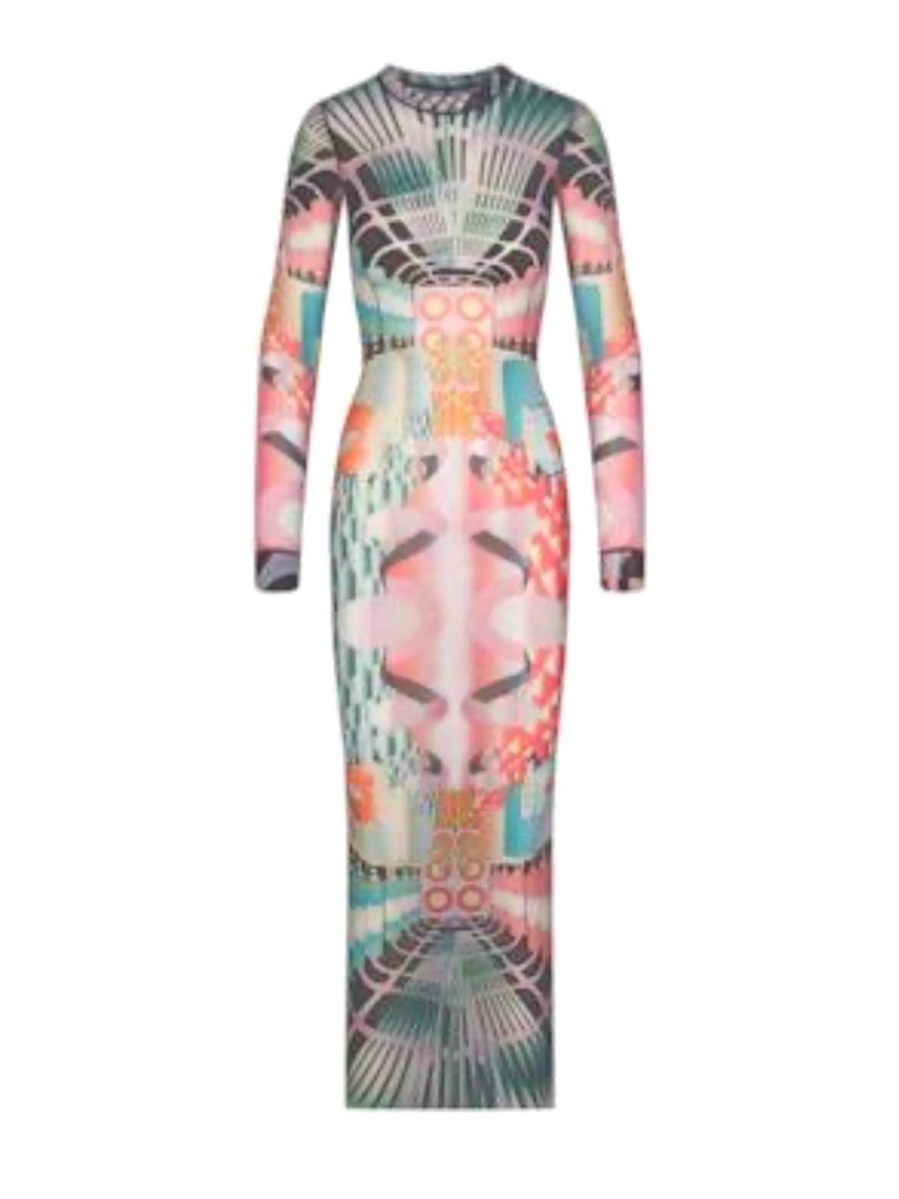 Skims Long Sleeve Multicolor Printed Bodycon Dress